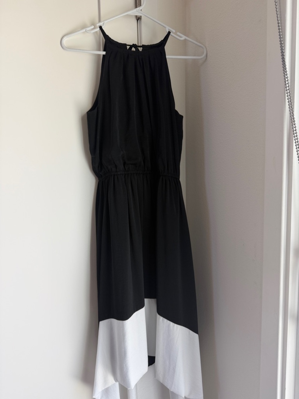 Banana Republic Black and White High-Neck High Low Sleeveless Midi Dress
